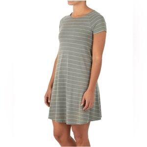 NEW Free Fly Bamboo Dockside Dress Size M Gray White Stripe Casual Sustainable